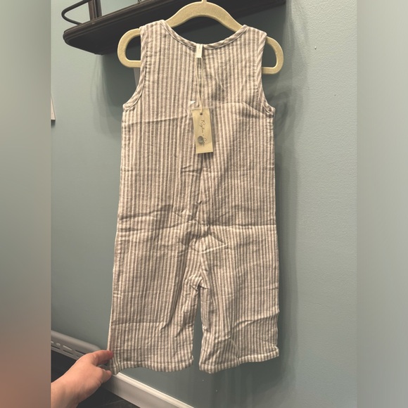 Rylee Cru Bridgette Jumpsuit - muslin fabric - olive stripe - Picture 2 of 3